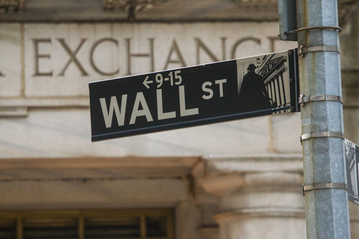 Photo of the Wall Street sign outside the NYSE